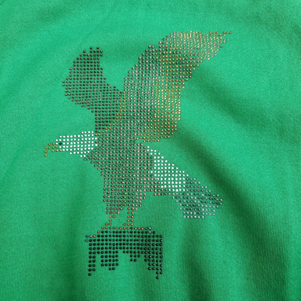 Vintage Jerzees Green Eagle Embellished Sweatshirt Crew Neck Deadstock NWT Sz XL - Picture 3 of 10